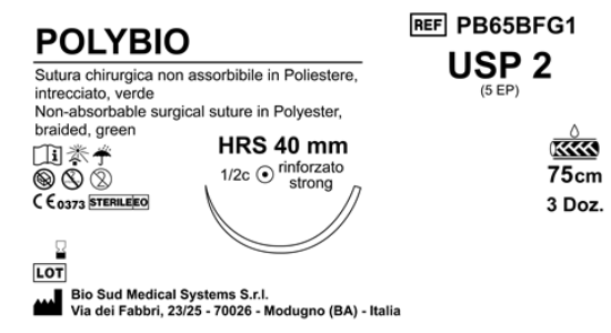 Sutura Polybio HRS40 USP 2 - EP 5 75 cm Green Box 36 pcs