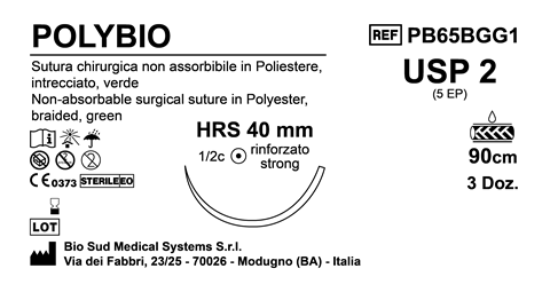 Sutura Polybio HRS40 USP 2 - EP 5 90 cm Green Box 36 pcs