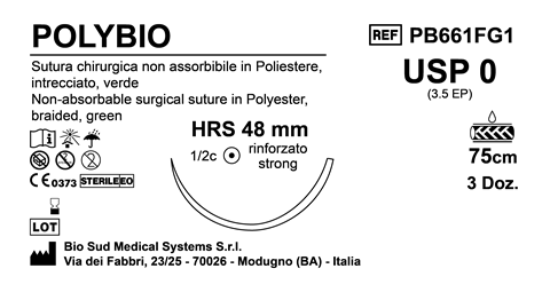 Sutura Polybio HRS 48 USP 0 - EP 3.5 75 cm Green Box 36 pcs