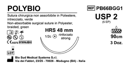 Sutura Polybio HRS 48 USP 2 - EP 5 90 cm Green Box 36 pcs