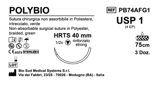 Sutura Polybio HRTS40 USP 1 - EP 4 75 cm Green Box 36 pcs