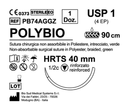 Sutura Polybio HRTS 40 USP 1 - EP 4 90 cm Green Box 12 pcs