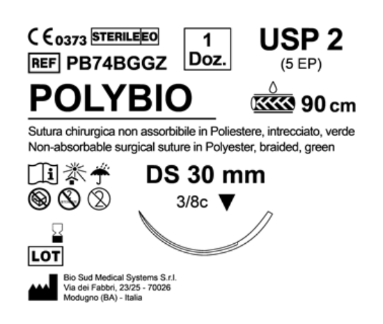 Sutura Polybio HRTS 40 USP 2 - EP 5 90 cm Green Box 12 pcs