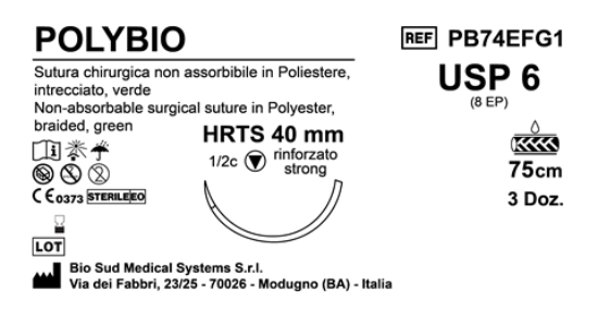 Sutura Polybio HRTS 40 USP 6 75 cm Green Box 36 pcs