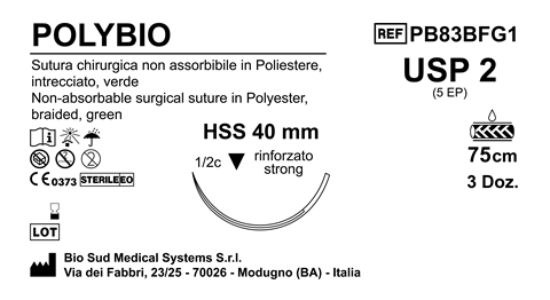 Sutura Polybio HSS40 USP 2 - EP 5 75 cm Green Box 36 pcs