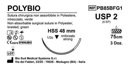 Sutura Polybio HSS48 USP 2 - EP 5 75 cm Green Box 36 pcs