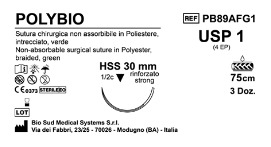 Sutura Polybio HSS 30 USP 1 - EP 4 75 cm Green Box 36 pcs