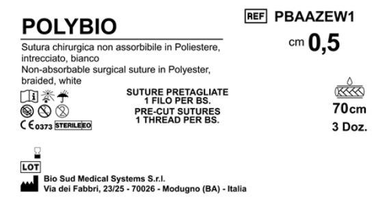 Sutura Polybio Precutted Fascetta 0,5 cm 70 cm White Box 36 pcs