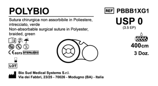 Sutura Polybio on Reel USP 0 - EP 3.5 400 cm Green Box 36 pcs