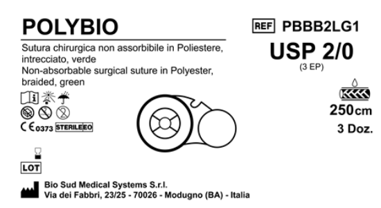 Sutura Polybio on Reel USP 2-0 - EP 3 250 cm Green Box 36 pcs