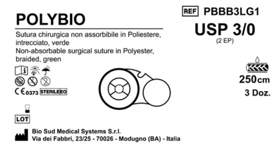 Sutura Polybio on Reel USP 3-0 - EP 2 250 cm Green Box 36 pcs