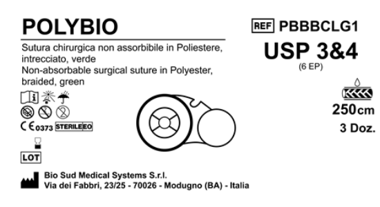Sutura Polybio on Reel USP 3/4 - EP 6 250 cm Green Box 36 pcs