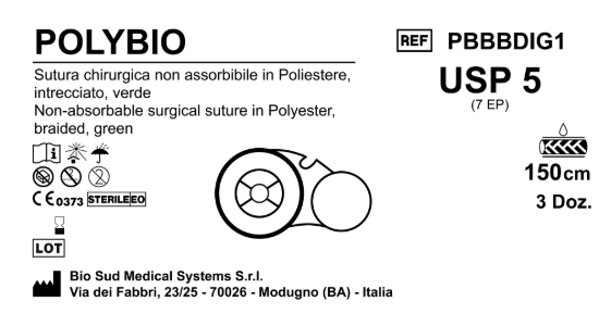 Sutura Polybio On Reel USP 5 - EP 7 150 cm Green Box 36 pcs
