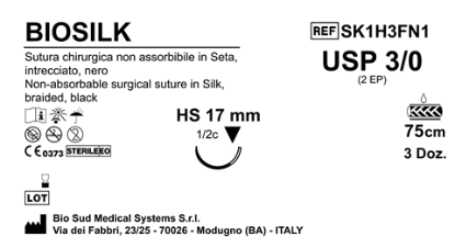 Sutura Biosilk HS17 USP 3-0 - EP 2 75 cm Black Box 36 pcs