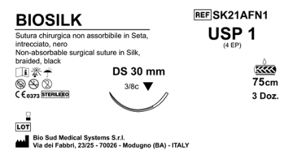 Sutura Biosilk DS30 USP 1 - EP 4 75 cm Black Box 36 pcs