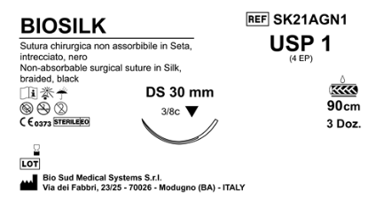 Sutura Biosilk DS30 USP 1 - EP 4 90 cm Black Box 36 pcs