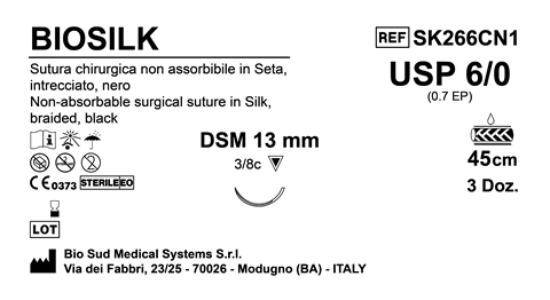 Sutura Biosilk DSM13 USP 6-0 - EP 0.7 45 cm Black Box 36 pcs