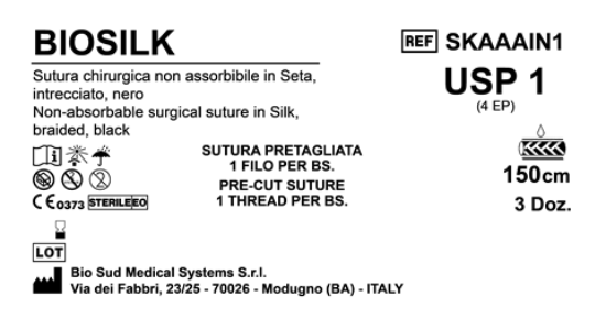 Sutura Biosilk Precutted USP 1 - EP 4 150 cm Black Box 36 pcs