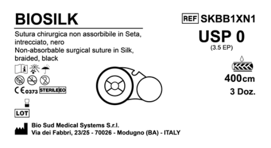 Sutura Biosilk on Reel USP 0 - EP 3.5 400 cm Black Box 36 pcs
