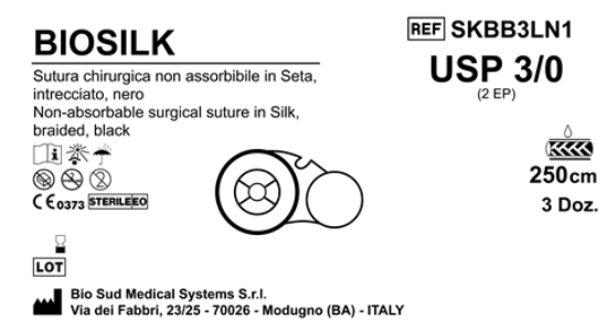 Sutura Biosilk on Reel USP 3-0 - EP 2 250 cm Black Box 36 pcs