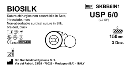 Sutura Biosilk on Reel USP 6-0 - EP 0.7 150 cm Black Box 36 pcs