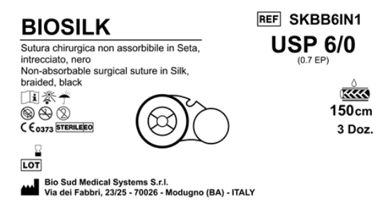 Sutura Biosilk on Reel USP 6-0 - EP 0.7 150 cm Black Box 36 pcs