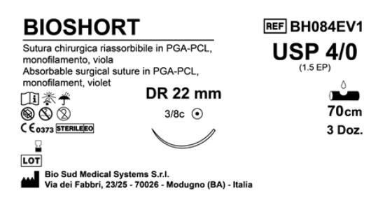 Sutura Bioshort DR22 USP 4-0  - EP 1.5 70 cm Violet Box 36 pcs