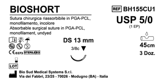 Sutura Bioshort DS13 USP 5-0 - EP 1 45 cm Undyed Box 36 pcs