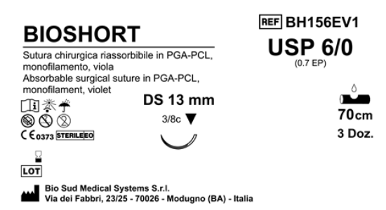 Sutura Bioshort DS13 USP 6-0 - EP 0.7 70 cm Violet Box 36 pcs