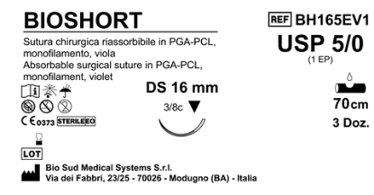 Sutura Bioshort DS 16 USP 5-0 - EP 1 70 cm Violet Box 36 pcs