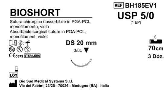 Sutura Bioshort DS20 USP 5-0 - EP 1 70 cm Violet Box 36 pcs