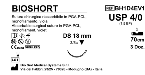 Sutura Bioshort DS18 USP 4-0  - EP 1.5 70 cm Violet Box 36 pcs