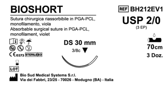 Sutura Bioshort DS30 USP 2-0 - EP 3 70 cm Violet Box 36 pcs