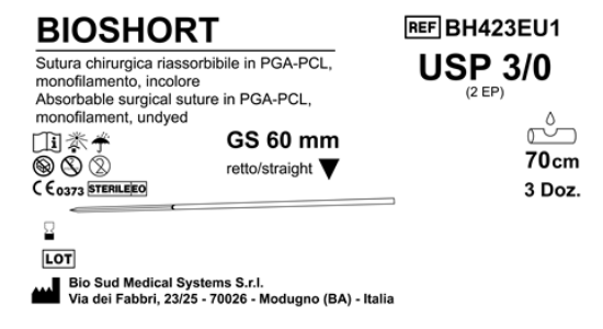 Sutura Bioshort GS60 USP 3-0 - EP 2 70 cm Undyed Box 36 pcs