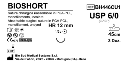 Sutura Bioshort HR12 USP 6-0 - EP 0.7 45 cm Undyed Box 36 pcs