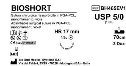 Sutura Bioshort HR17 USP 5-0 - EP 1 70 cm Violet Box 36 pcs