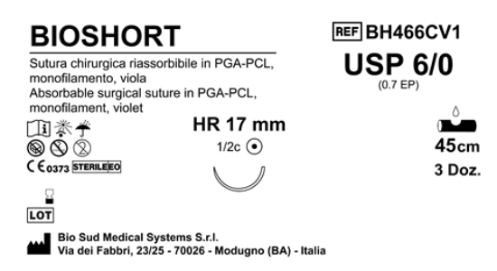 Sutura Bioshort HR 17 USP 6-0 - EP 0.7 45 cm Violet Box 36 pcs