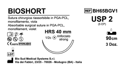 Sutura Bioshort HRS40 USP 2 - EP 5 90 cm Violet Box 36 pcs
