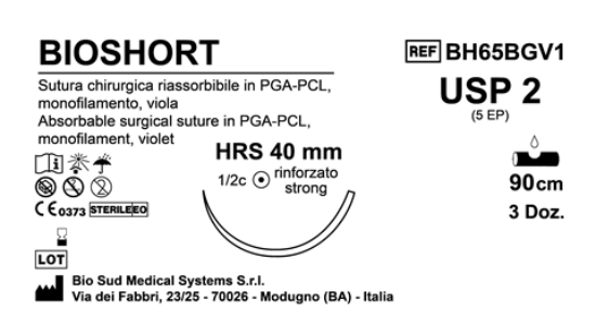 Sutura Bioshort HRS40 USP 2 - EP 5 90 cm Violet Box 36 pcs