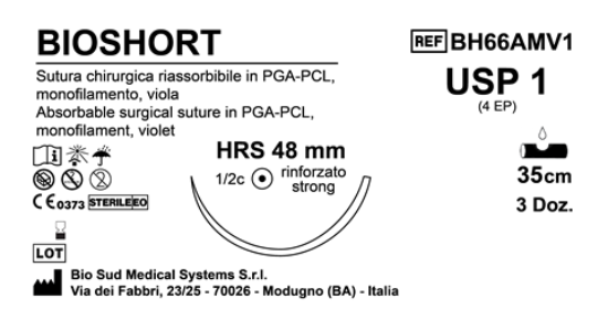 Sutura Bioshort HRS48 USP 1 - EP 4 135 cm Violet Box 36 pcs