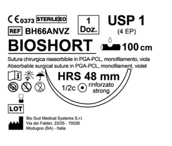 Sutura Bioshort HRS 48 USP 1 - EP 4 100 cm Violet Box 12 pcs