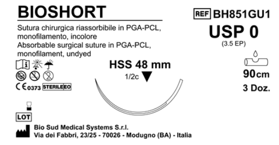 Sutura Bioshort HSS48 USP 0 - EP 3.5 90 cm Undyed Box 36 pcs