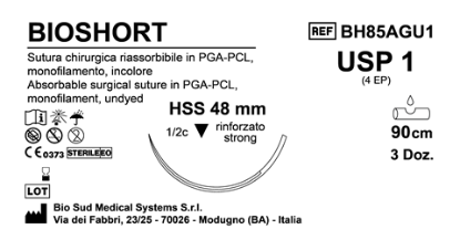 Sutura Bioshort HSS48 USP 1 - EP 4 90 cm Undyed Box 36 pcs