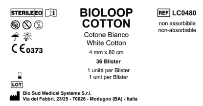 Bioloop cotton white 4 mm x 80 cm. Box 36 pz.