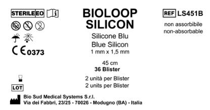 Bioloop Silicon 45 cm x 1.5 mm x 1 mm Blue Box 36 blisters  2 pcs/pounch