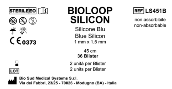 Bioloop Silicon 45 cm x 1.5 mm x 1 mm Blue Box 36 blisters  2 pcs/pounch