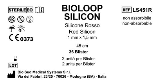 Bioloop Silicon 45 cm x 1.5 mm x 1 mm Red Box 36 blisters  2 pcs/pounch