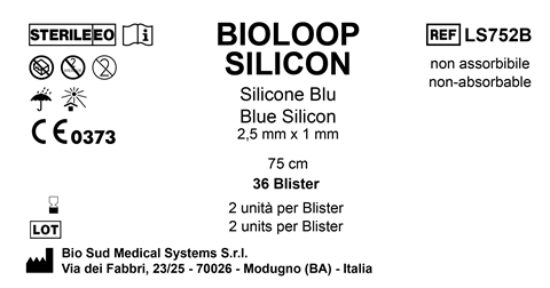 Bioloop Silicon 75 cm x 2.5 mm x 1 mm Blue Box 36 blisters  2 pcs/pounch