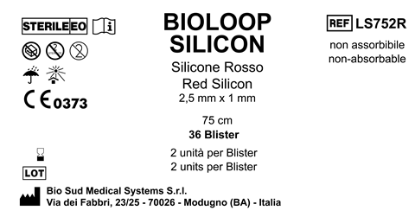 Bioloop Silicon 75 cm x 2.5 mm x 1 mm Red Box 36 blisters  2 pcs/pounch