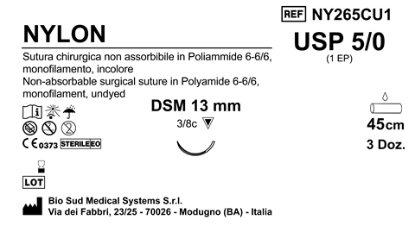 Sutura Nylon DSM 13 USP 5-0 - EP 1 45 cm Undyed Box 36 pcs